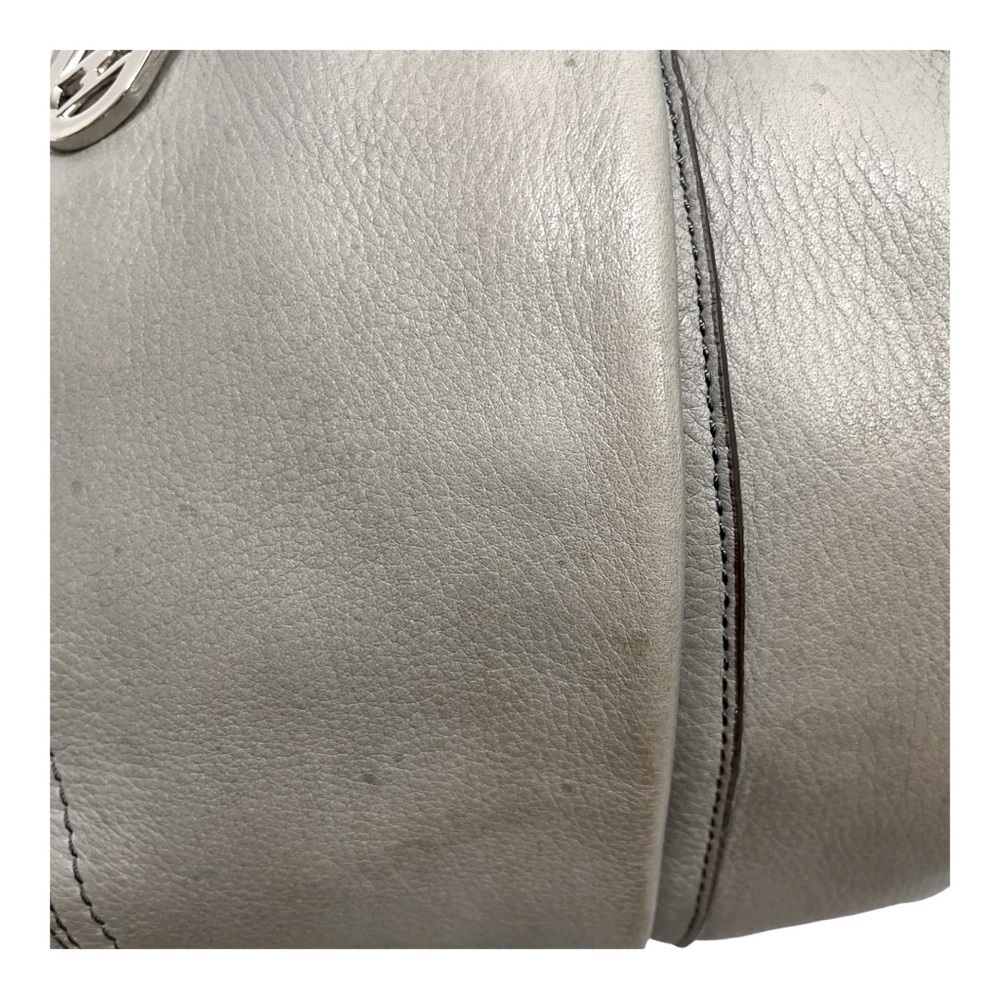 B. Makowsky Gray Pebbled Leather Hobo Shoulder Tote Bag Large Silver Hardware - Picture 14 of 16